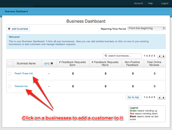 select a business
