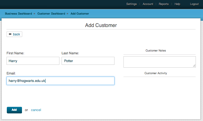 fill out customer form