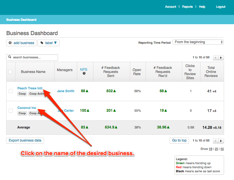 business dashboard click-business-name