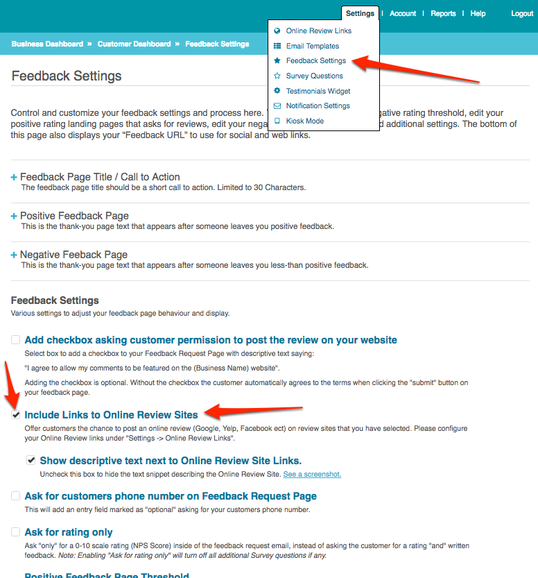 online-review-link-settings