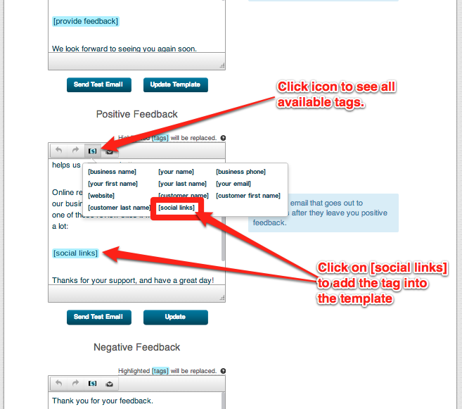 social and review links email